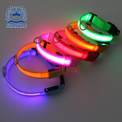 LED発光ペット用首輪 USB充電式・メッシュタイプ・中耳魚デザイン・犬用カラー
