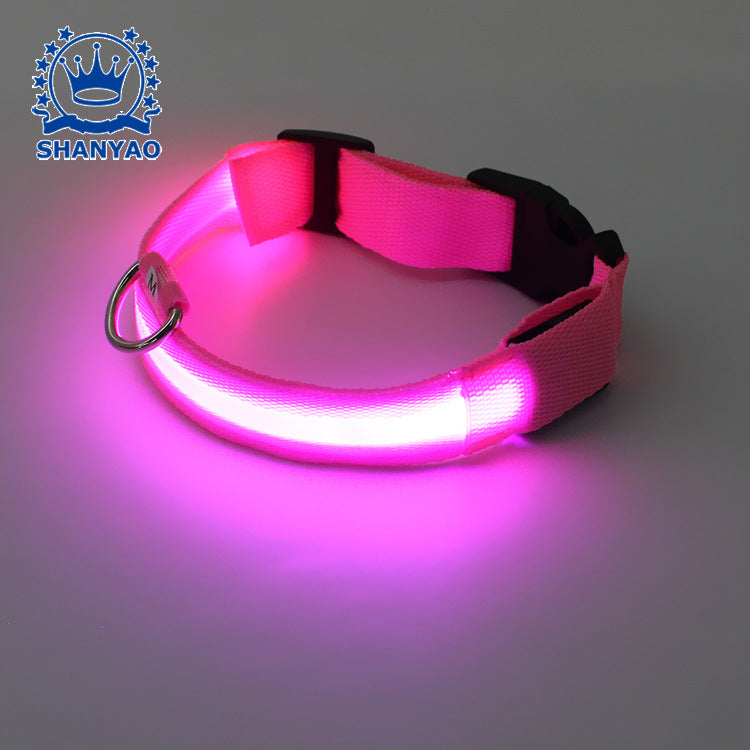 LED発光ペット用首輪 USB充電式・メッシュタイプ・中耳魚デザイン・犬用カラー