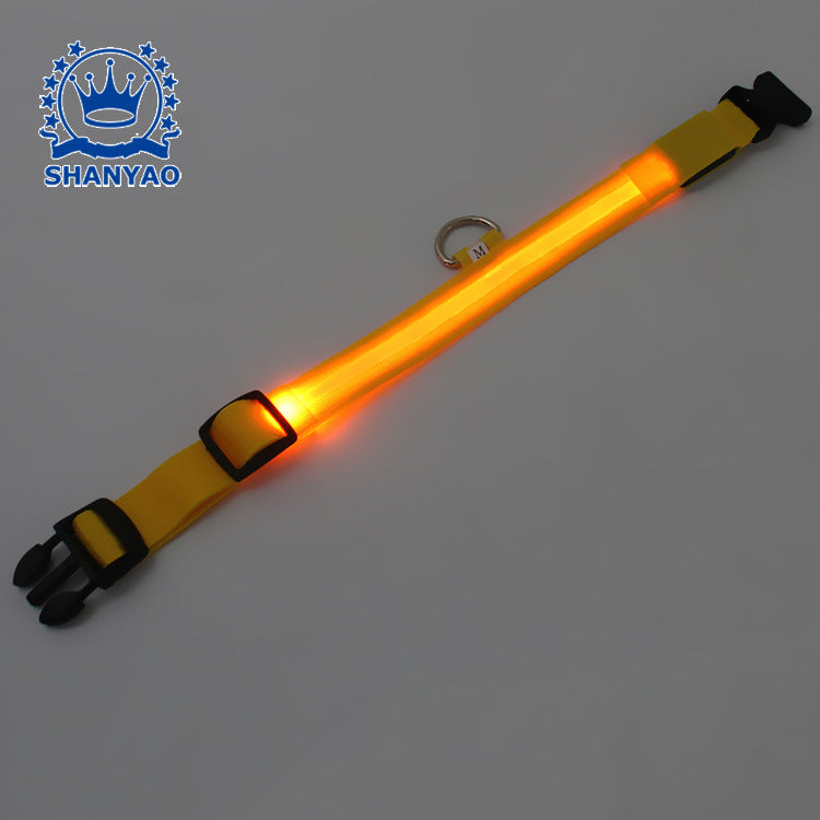 LED発光ペット用首輪 USB充電式・メッシュタイプ・中耳魚デザイン・犬用カラー