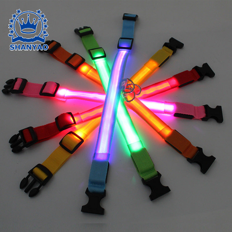 LED発光ペット用首輪 USB充電式・メッシュタイプ・中耳魚デザイン・犬用カラー