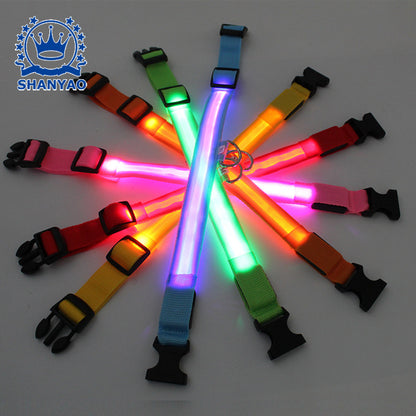 LED発光ペット用首輪 USB充電式・メッシュタイプ・中耳魚デザイン・犬用カラー