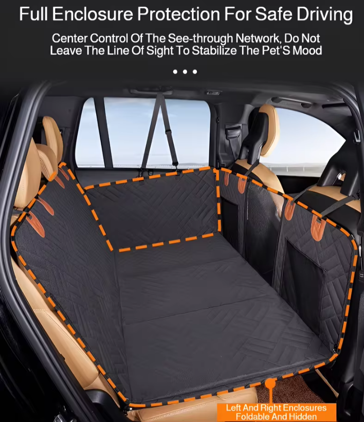 カーペット型ペットマット：車内用拡張ドッグケネル 取り外し可能ハンモック式ドッグマット／高耐荷重ハードボード搭載