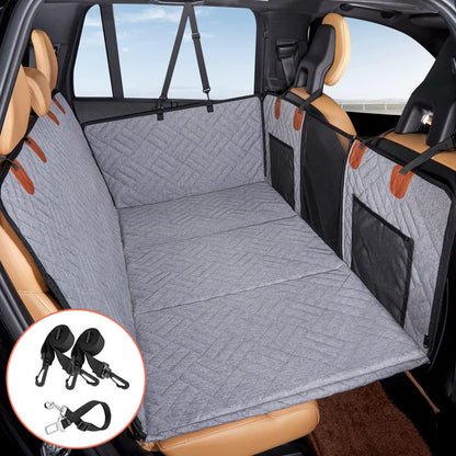 カーペット型ペットマット：車内用拡張ドッグケネル 取り外し可能ハンモック式ドッグマット／高耐荷重ハードボード搭載