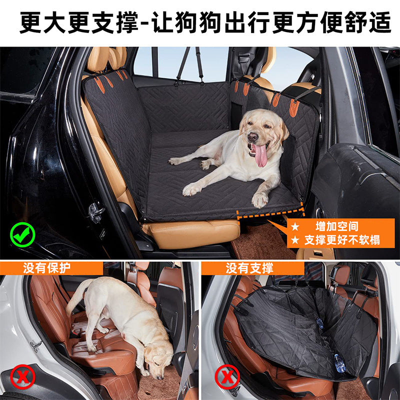 カーペット型ペットマット：車内用拡張ドッグケネル 取り外し可能ハンモック式ドッグマット／高耐荷重ハードボード搭載