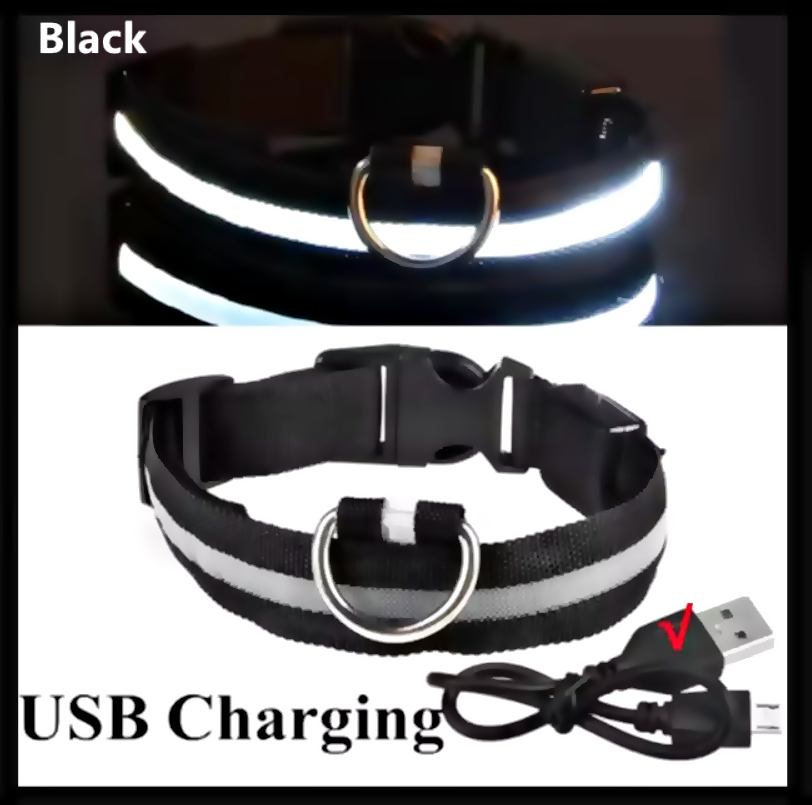 LED発光ペット用首輪 USB充電式・メッシュタイプ・中耳魚デザイン・犬用カラー